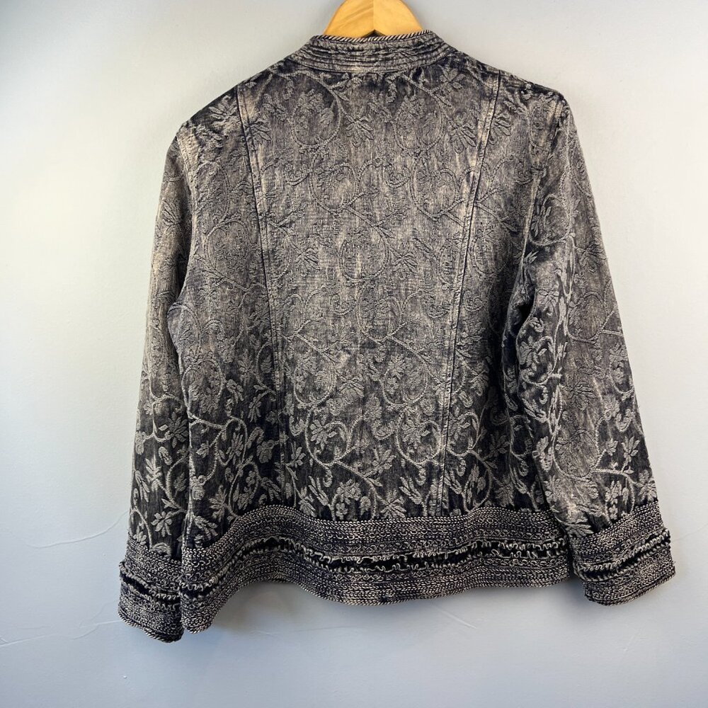 Coldwater Creek‎ Blue Jacquard BrocadeTapestry Open Front Jacket Size L - Picture 7 of 7